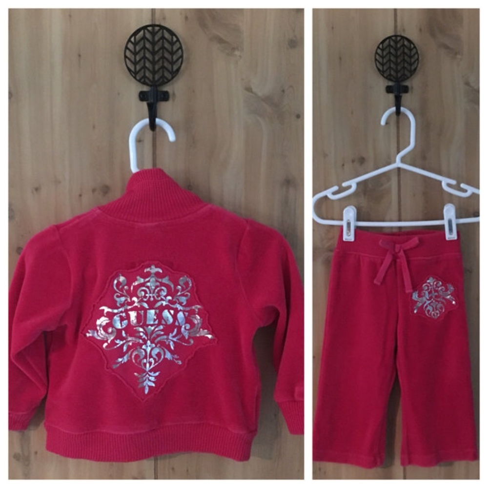 Guess Baby Magenta Velour Tracksuit